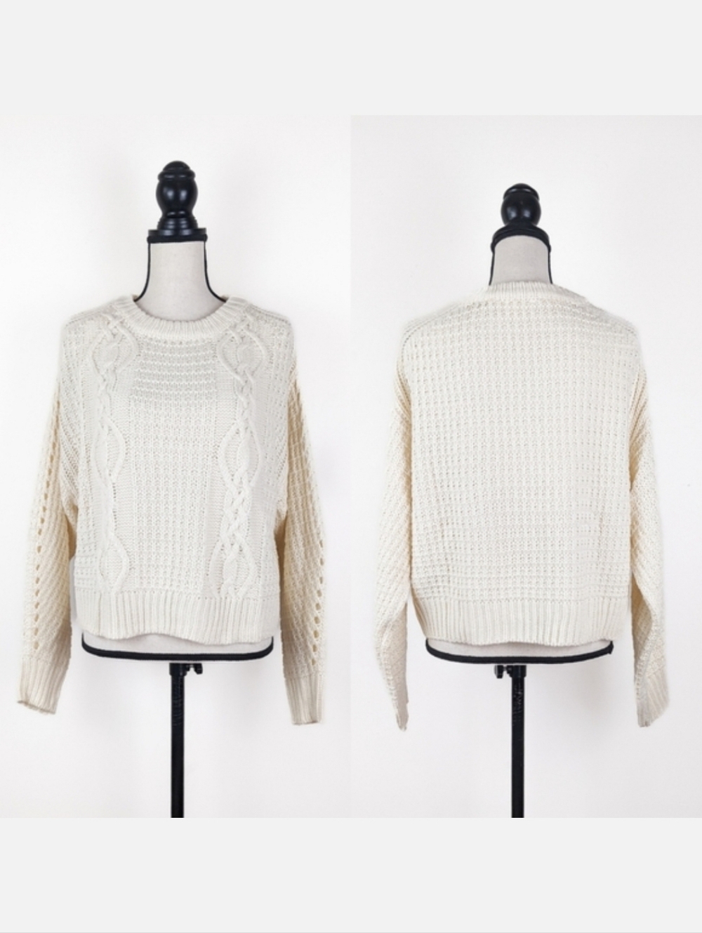 🦋LAST🦋 NWT Storia Cream Cable Knit Sweater, Size Small
